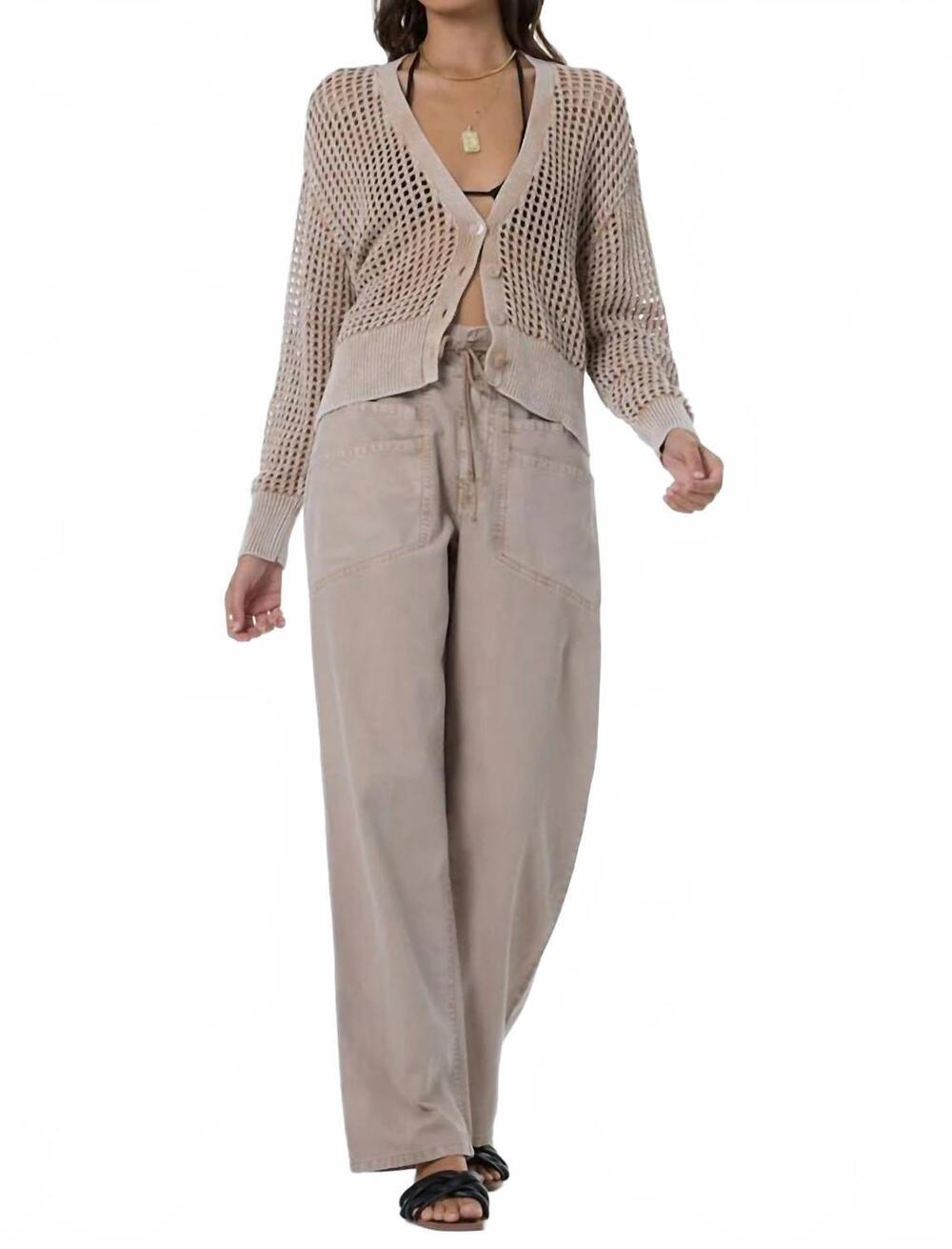 NEW YOUNG FABULOUS & BROKE bradshaw crochet cardigan in sandstone mineral